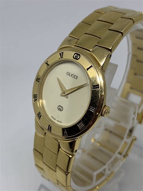 gucci gold metal watch|vintage gold Gucci watch ladies.